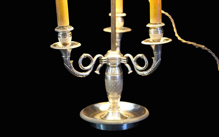 Lampe bouillotte  XIXème siècle Bronze argenté 