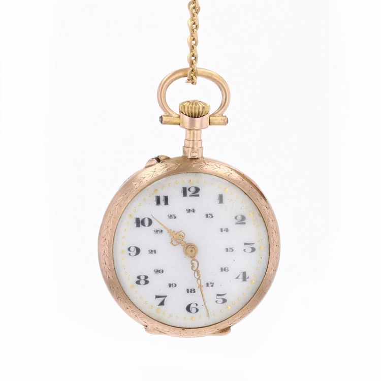 Montre ancienne de col or rose satiné