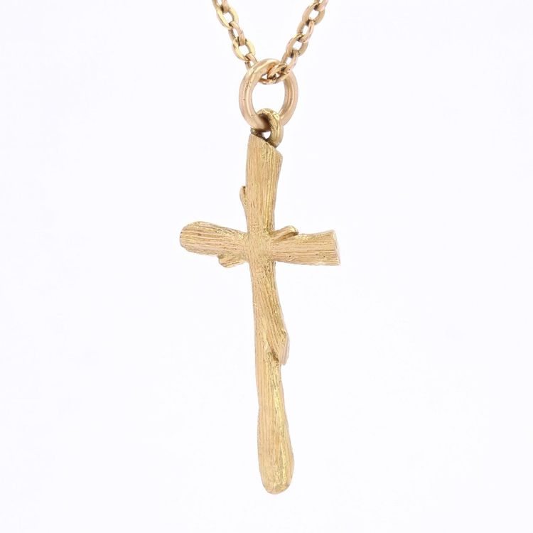 Croix or jaune texturé végétal
