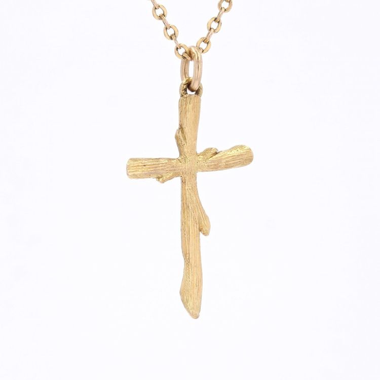 Croix or jaune texturé végétal
