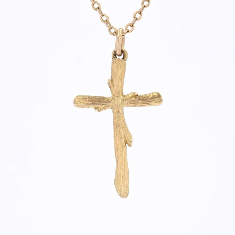 Croix or jaune texturé végétal