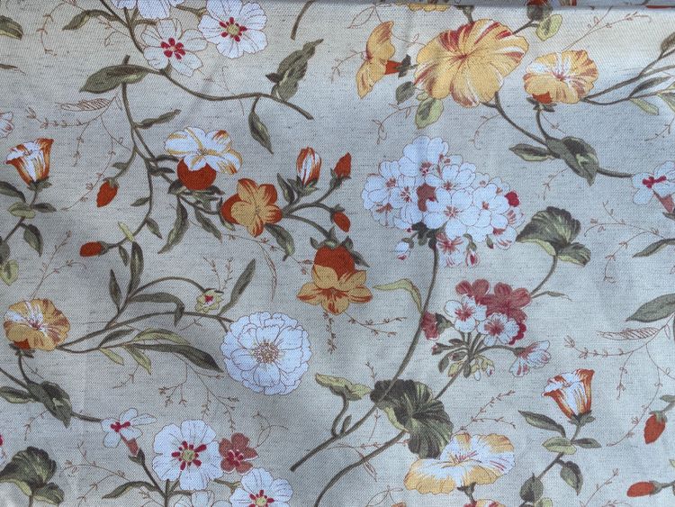Paire de rideaux en coton et lin à motif floral – XXᵉ siècle
