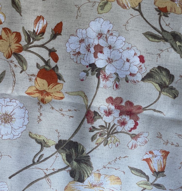 Paire de rideaux en coton et lin à motif floral – XXᵉ siècle