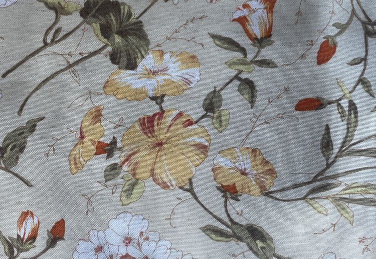Paire de rideaux en coton et lin à motif floral – XXᵉ siècle