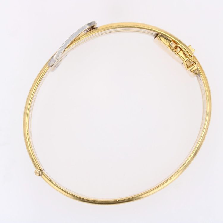 Bracelet jonc deux ors et sa boucle diamants