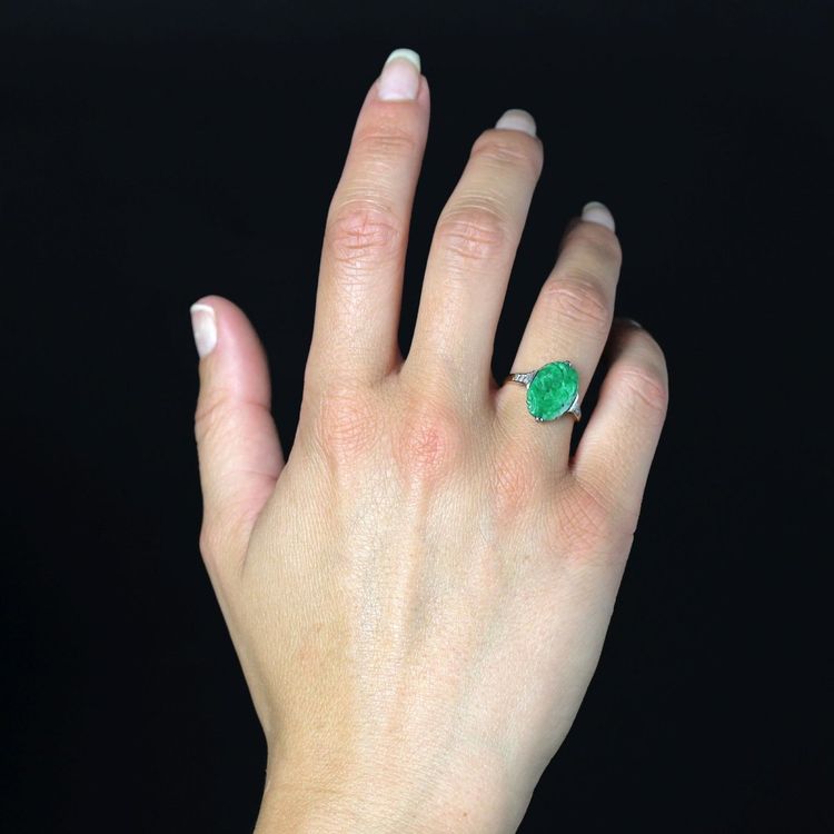 Bague art déco jade et diamants