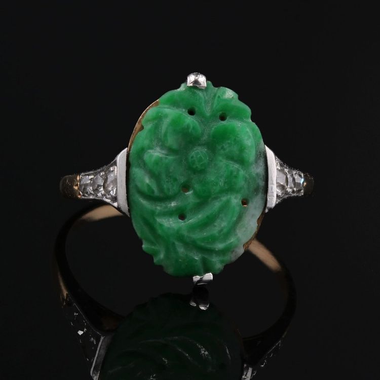 Bague art déco jade et diamants