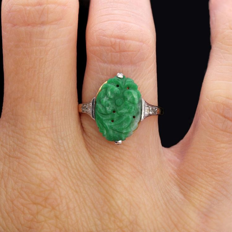 Bague art déco jade et diamants