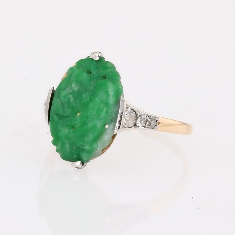Bague art déco jade et diamants