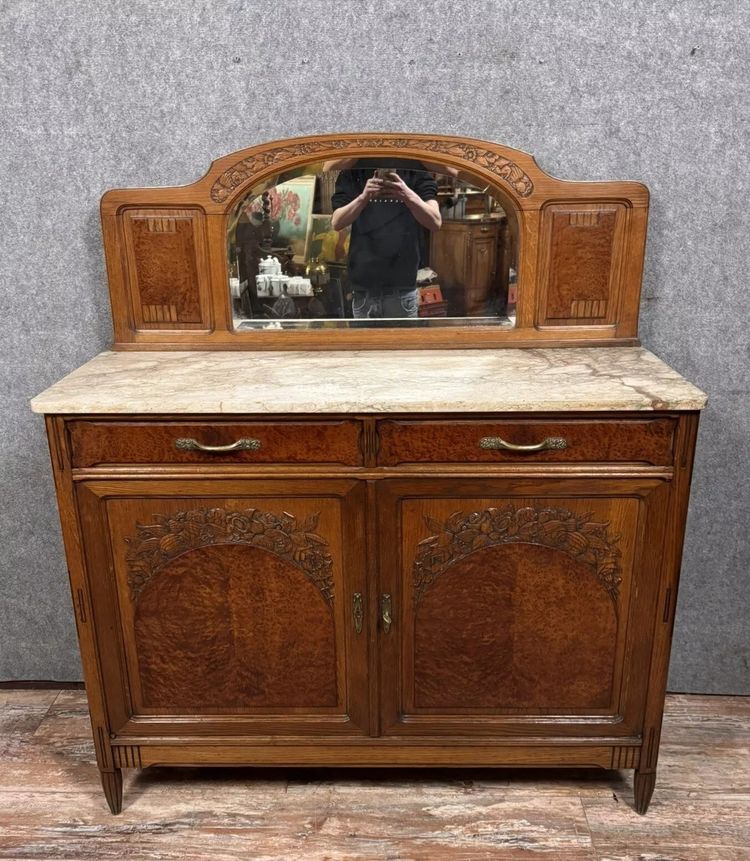 Superba credenza in stile Art Nouveau in legno di radica, circa 1900
