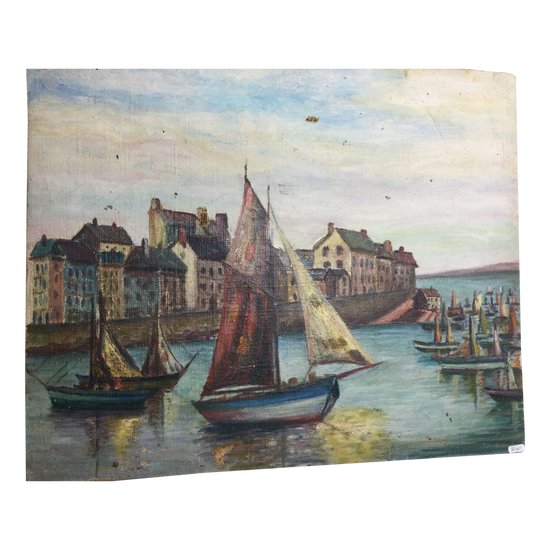 Oil on canvas, the port