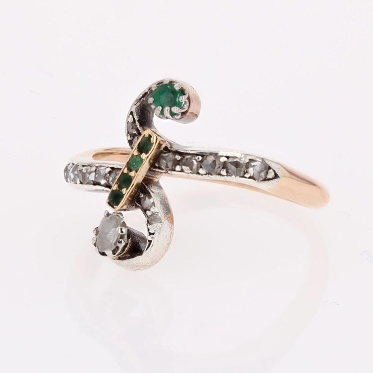 Bague Toi et Moi diamants émeraudes