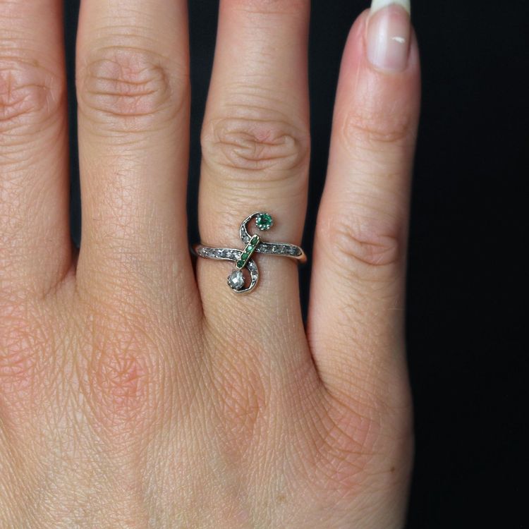 Bague Toi et Moi diamants émeraudes
