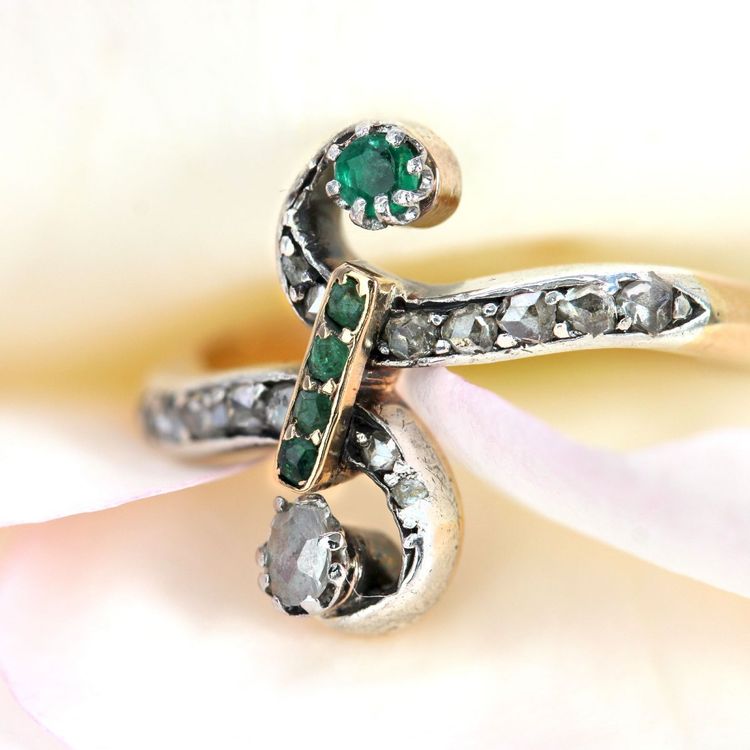 Bague Toi et Moi diamants émeraudes