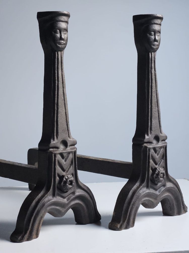 Pair of cast-iron antropomorphic andirons