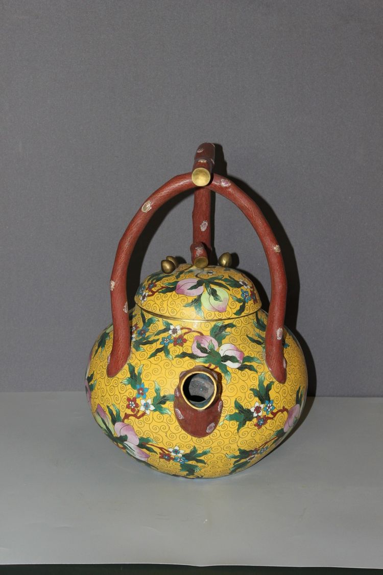 Importante Théière en cloisonné , Chine XX 