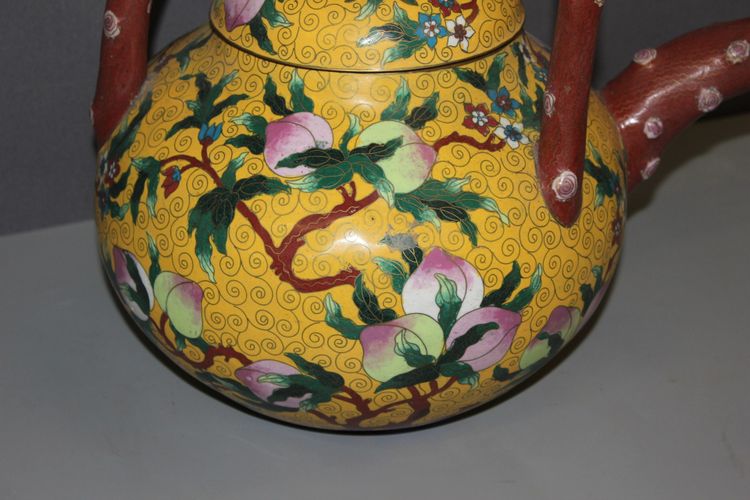 Importante Théière en cloisonné , Chine XX 
