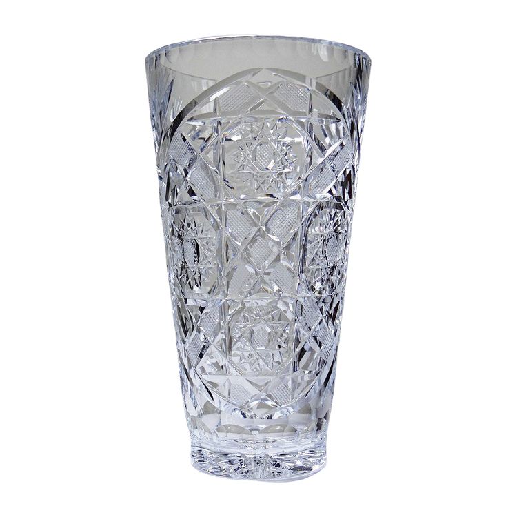 Large vintage cut and molded crystal vase, 1980-2000, Bohemia, Czechoslovakia