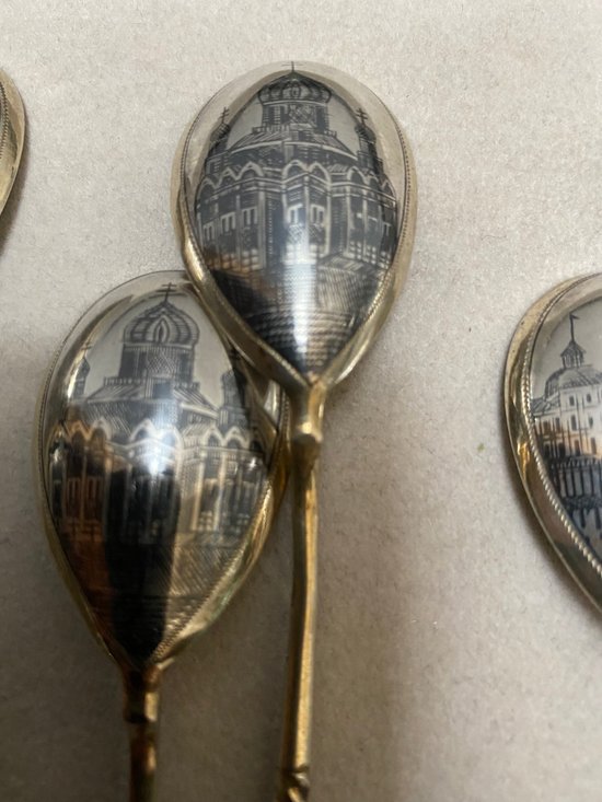 Set of twelve RUSSIAN vermeil silver spoons