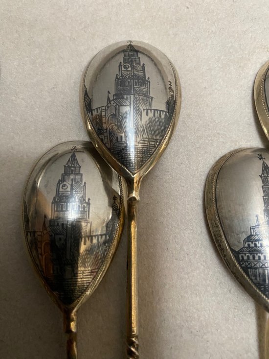 Set of twelve RUSSIAN vermeil silver spoons