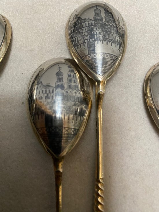 Set of twelve RUSSIAN vermeil silver spoons