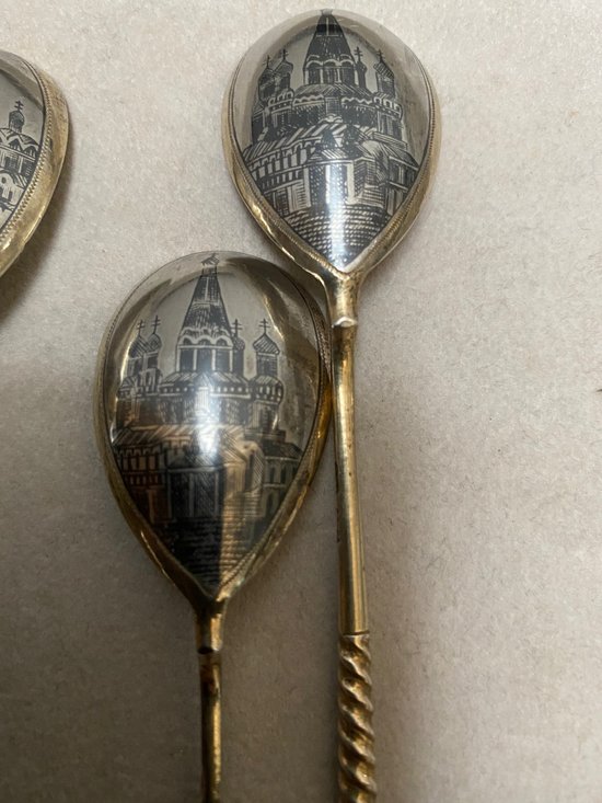 Set of twelve RUSSIAN vermeil silver spoons