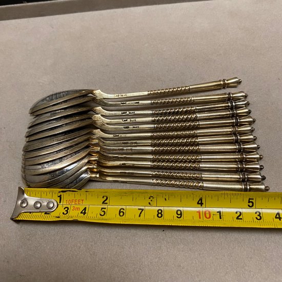 Set of twelve RUSSIAN vermeil silver spoons