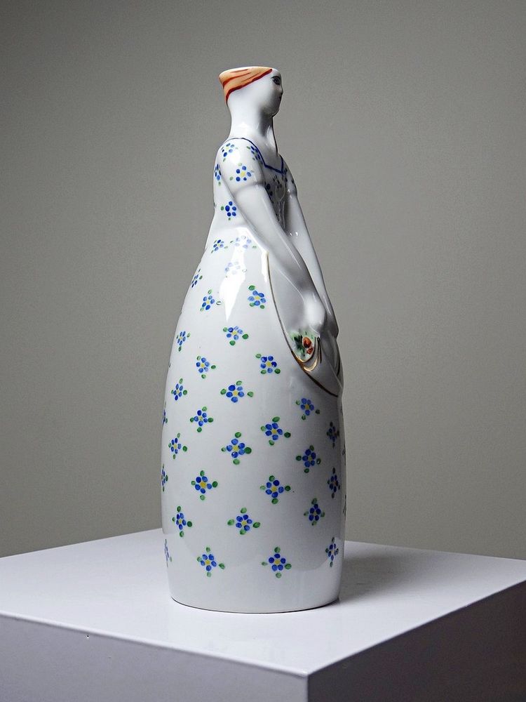 Rara bottiglia antica da collezione in porcellana di Michelaud Limoges, stile Robj Paris