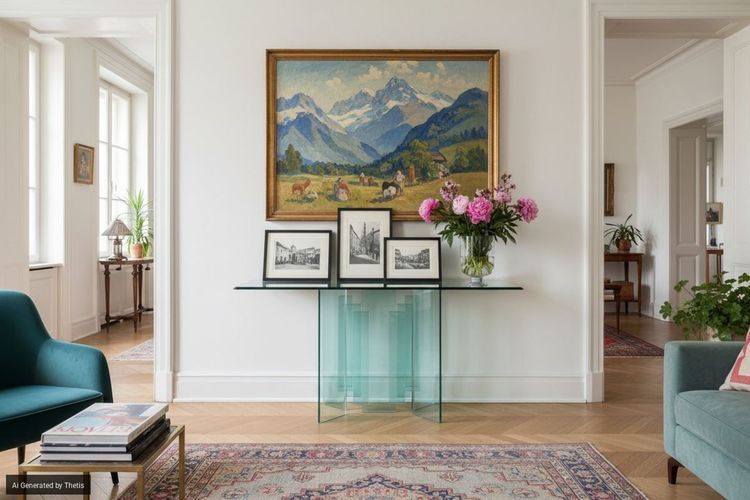 Console en cristal clair, milieu du XXe siècle