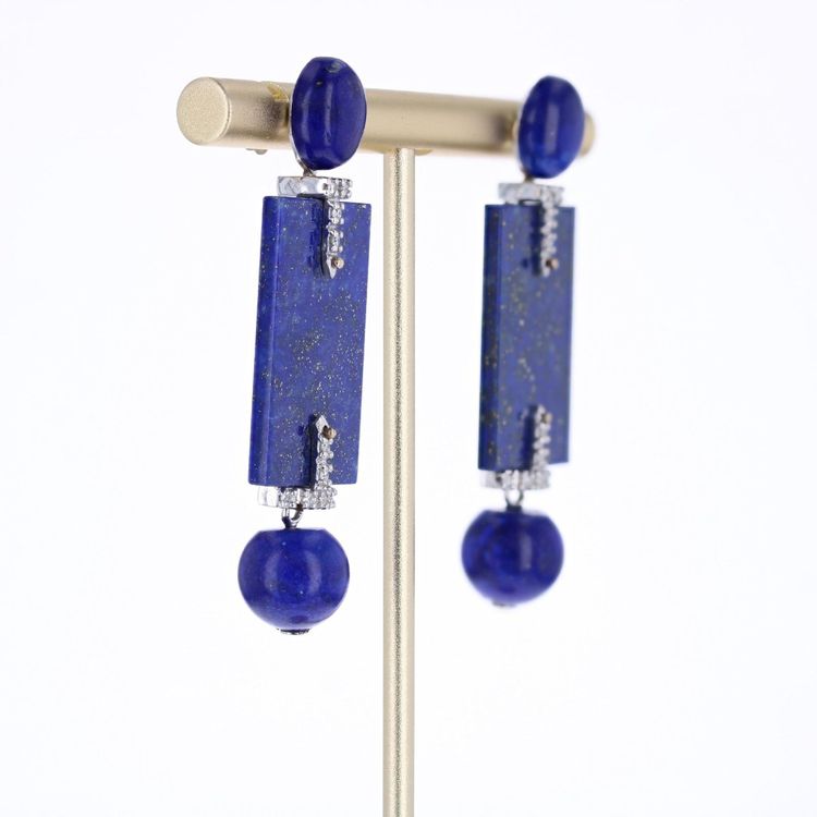 Lapis Lazuli And Diamond Earrings