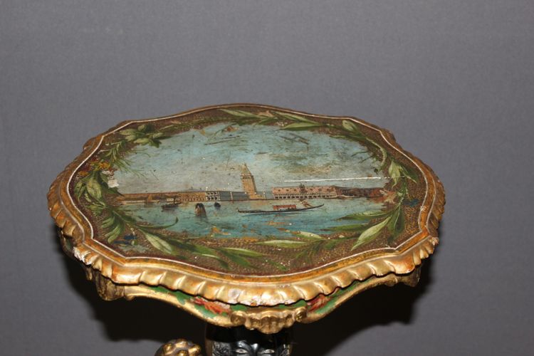 Venetian side table in carved and painted wood, Italy, 19th century
