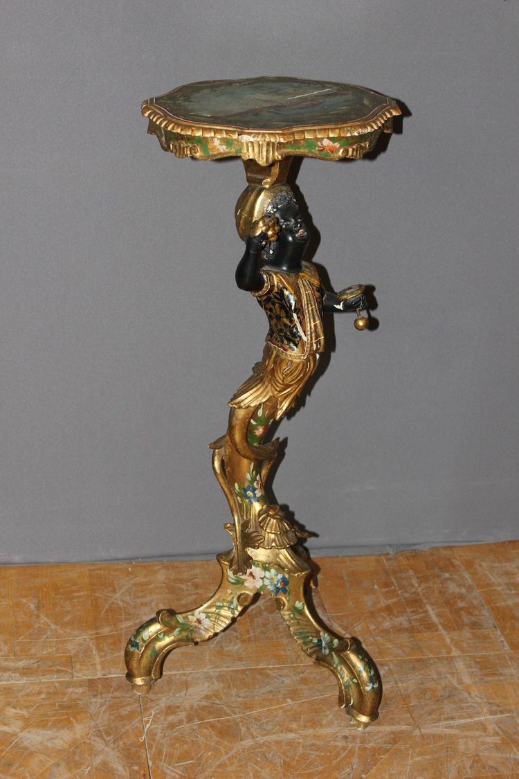Venetian side table in carved and painted wood, Italy, 19th century