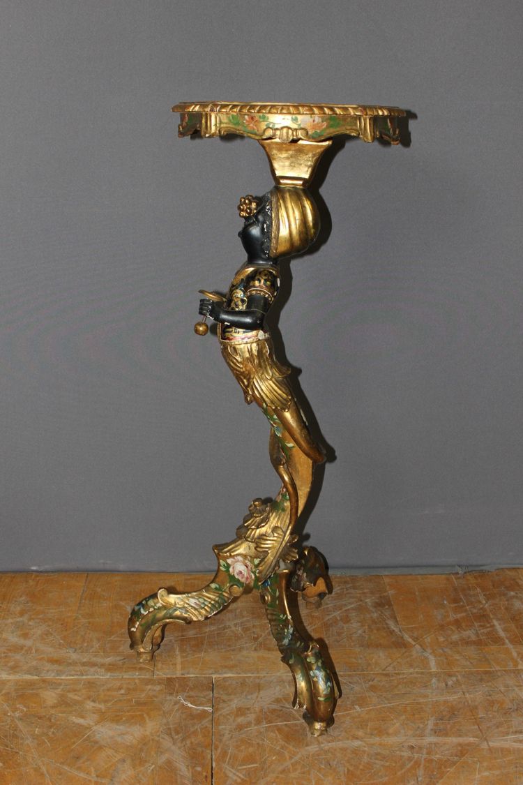 Venetian side table in carved and painted wood, Italy, 19th century