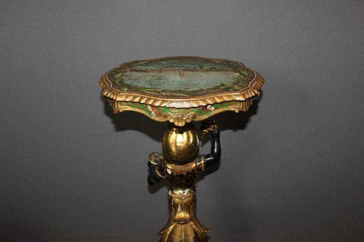 Venetian side table in carved and painted wood, Italy, 19th century