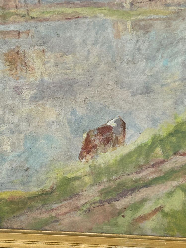 Pierre Eugène MONTEZIN (1874-1946) huile sur carton - paysage lacustre 