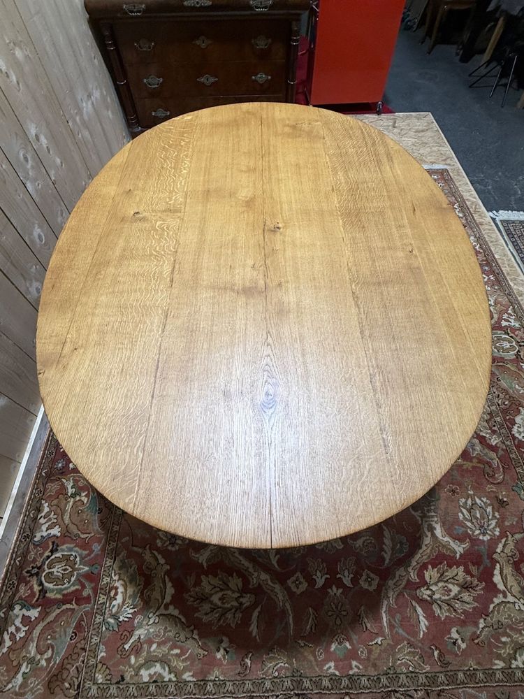 Louis XV style oval dining room table in solid oak