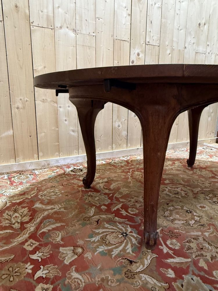 Louis XV style oval dining room table in solid oak