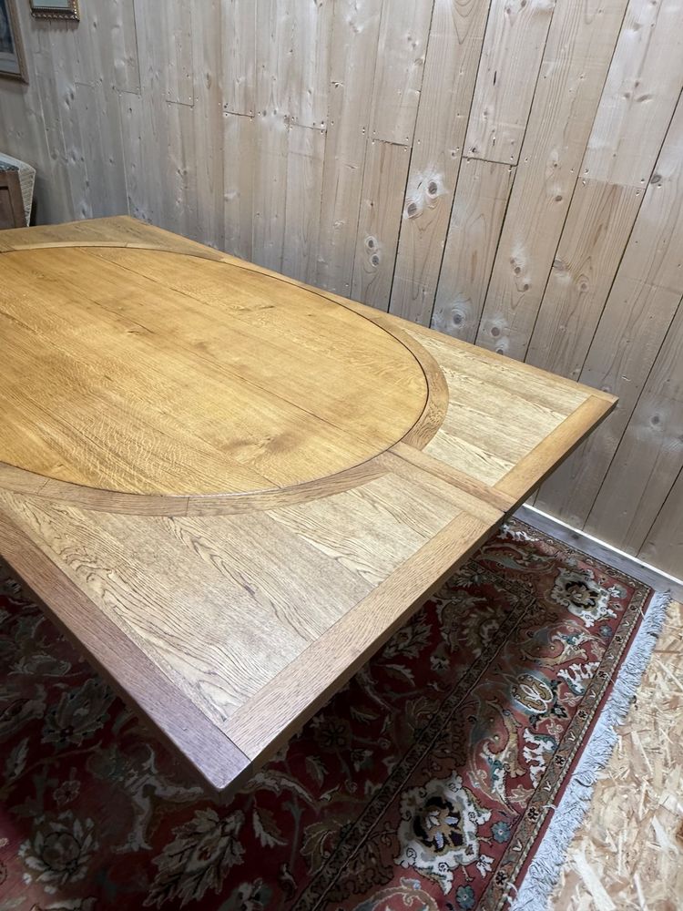 Louis XV style oval dining room table in solid oak