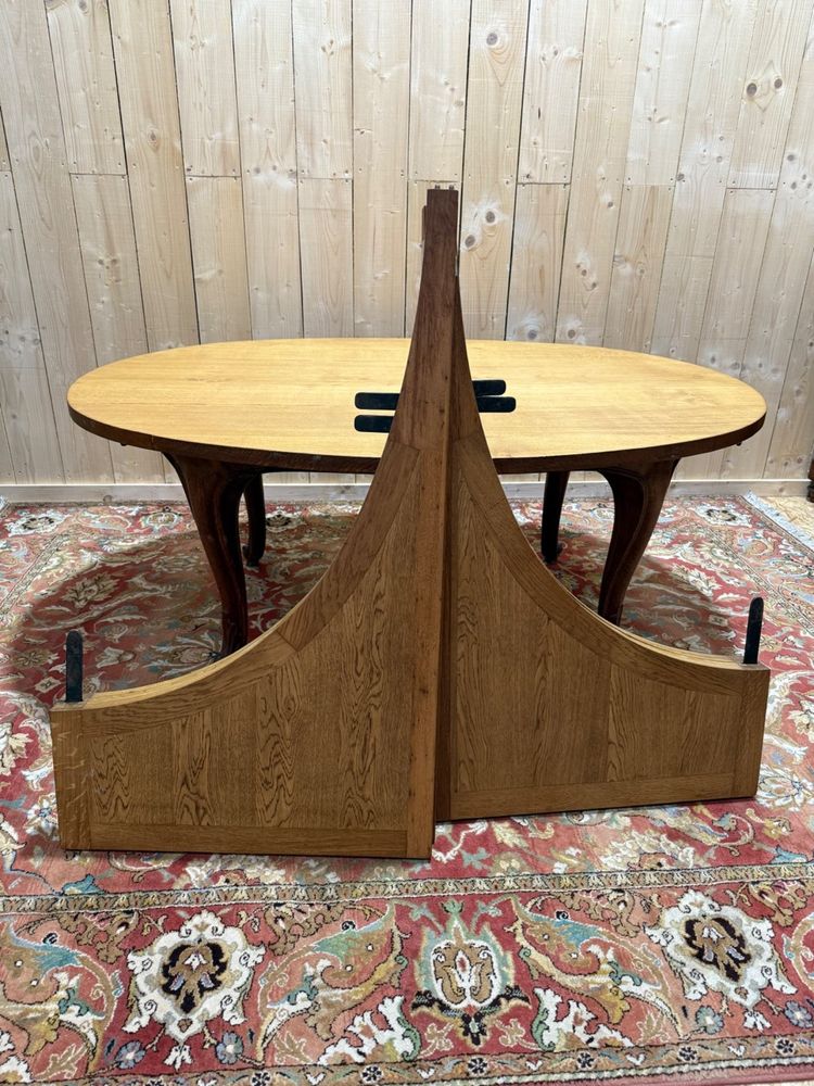 Louis XV style oval dining room table in solid oak
