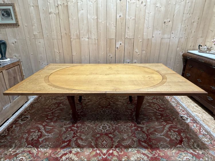 Louis XV style oval dining room table in solid oak