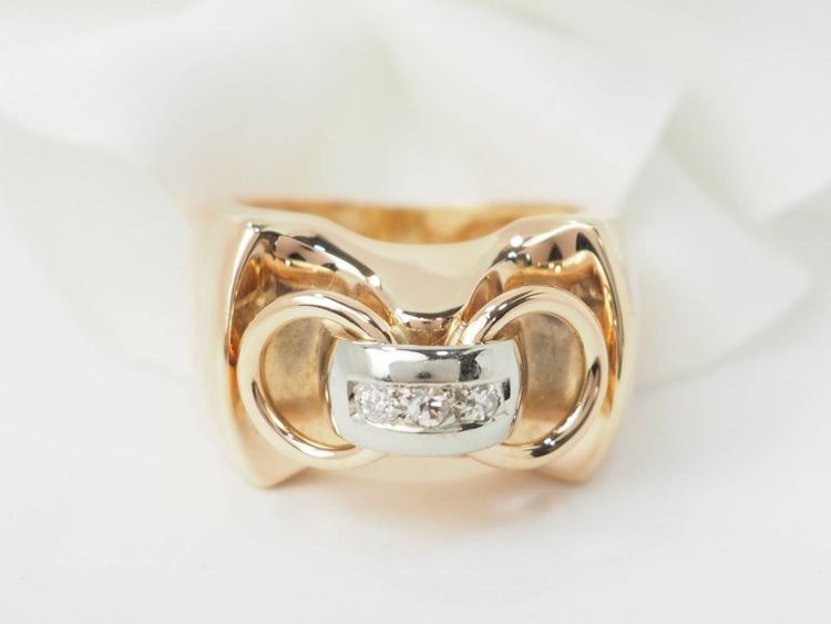 Anello Tank in oro rosa e diamanti
