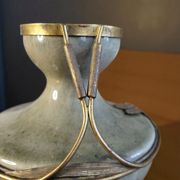 Vase monté Art Nouveau en grès  signé F. Normand / Puisaye