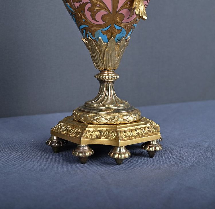 Pair of Bronze & Cloisonné Enamel Ewers, Napoleon III Period – Mid-19th Century