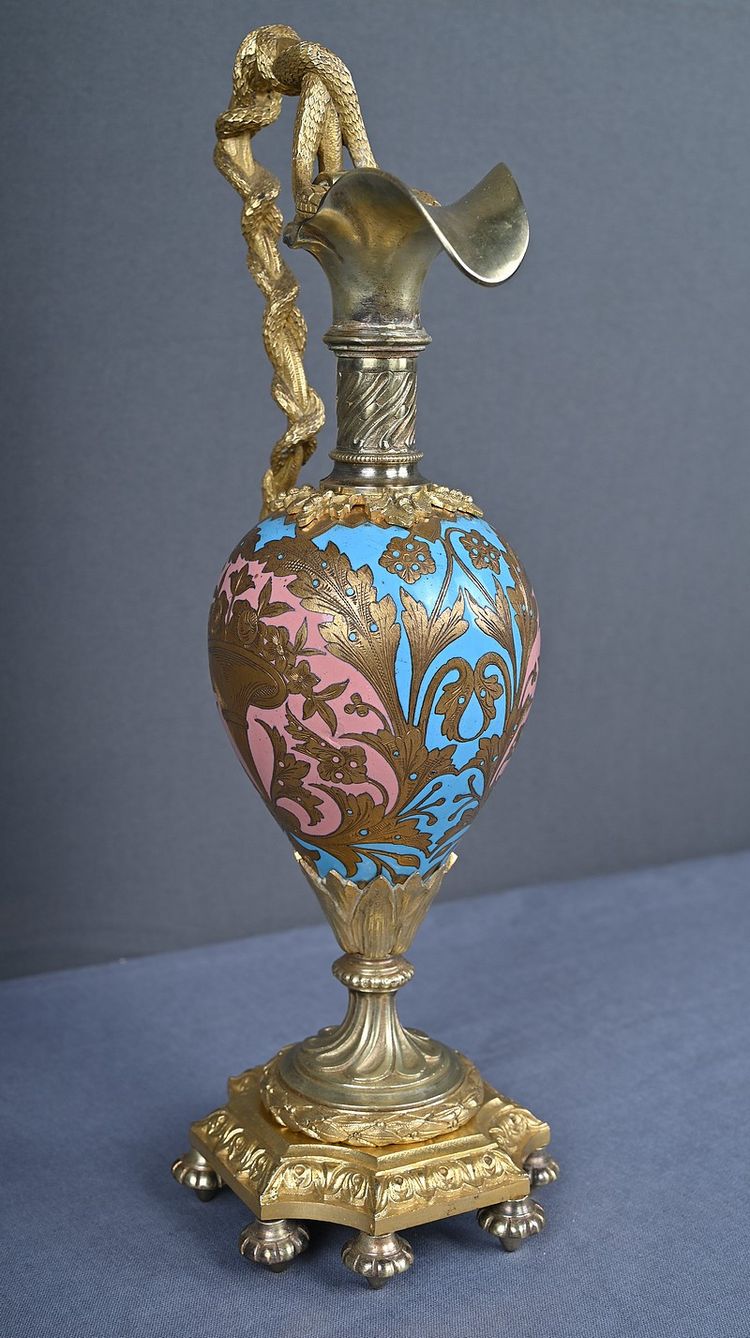 Pair of Bronze & Cloisonné Enamel Ewers, Napoleon III Period – Mid-19th Century