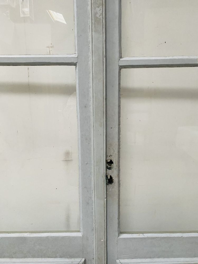 Double passage doors in patinated wood, 19th century