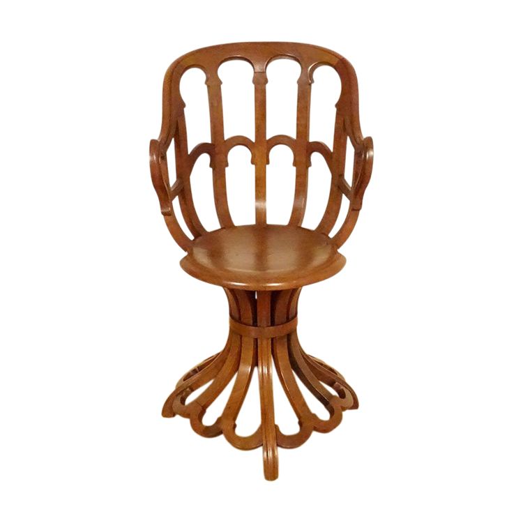 Sedia da arpista, capolavoro, noce intagliato, Art Nouveau, XIX secolo