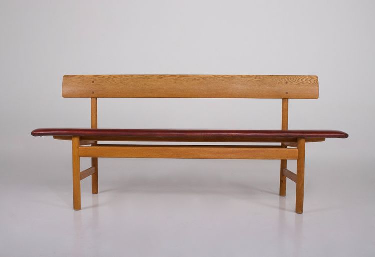 Banc en Chêne et Cuir Cognac Børge Mogensen