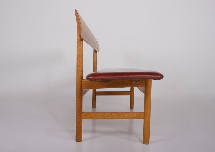 Banc en Chêne et Cuir Cognac Børge Mogensen