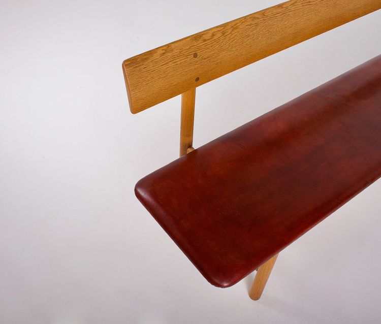 Banc en Chêne et Cuir Cognac Børge Mogensen