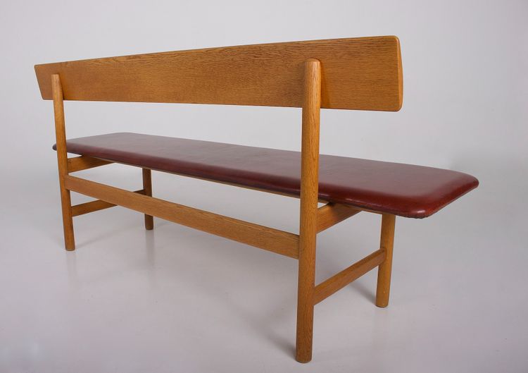 Banc en Chêne et Cuir Cognac Børge Mogensen